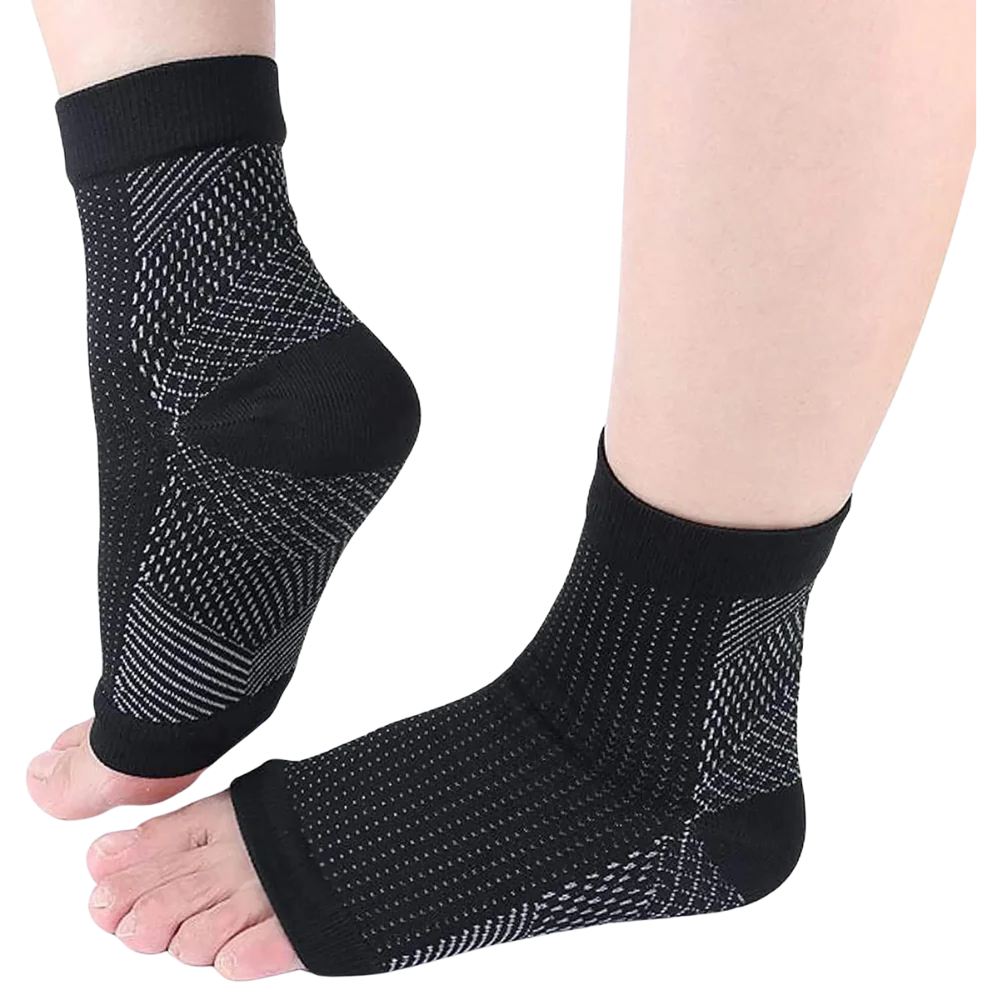 Compression Support Socks with Open-Toe Design and Non-Slip Fit