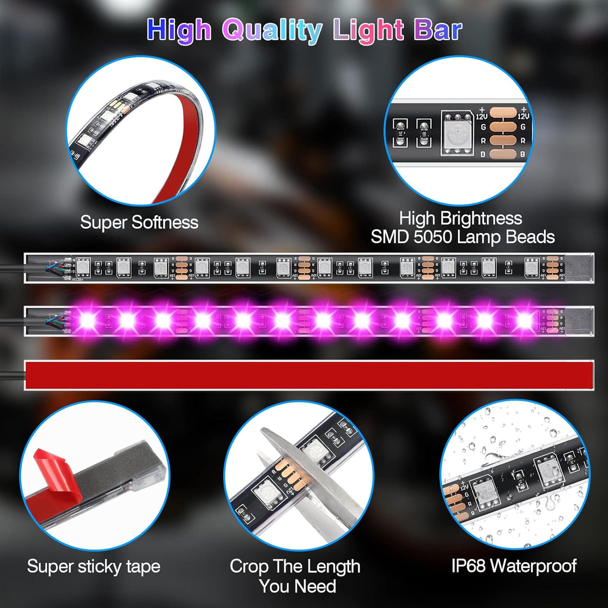 12-Piece Motorcycle LED Light Kit
