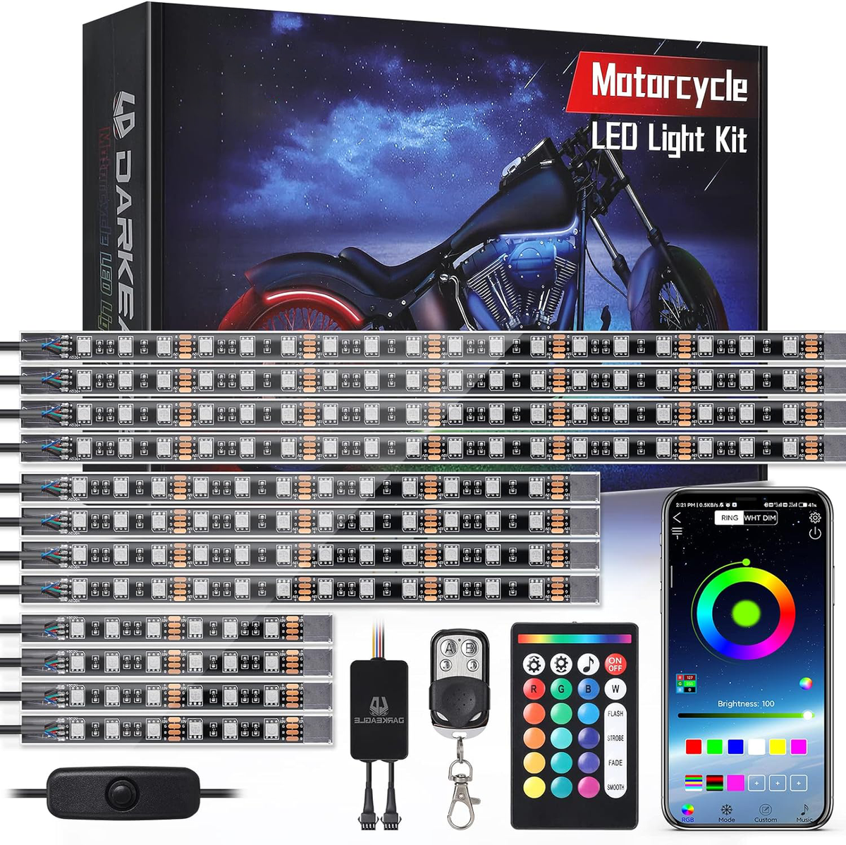 12-Piece Motorcycle LED Light Kit