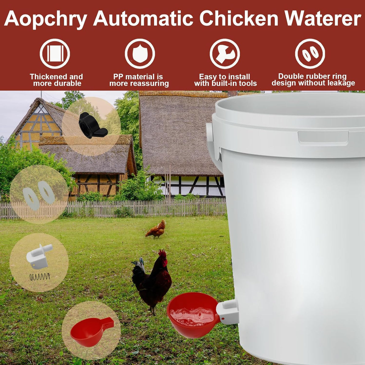 Automatic Poultry Drinker Cups, 10 Pack