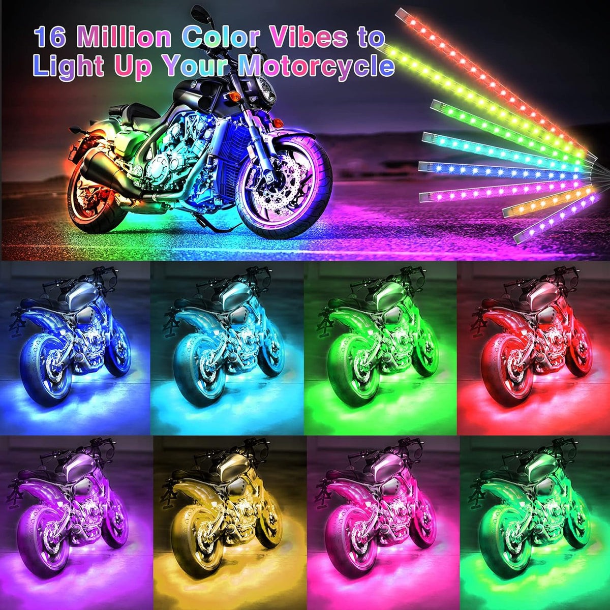 12-Piece Motorcycle LED Light Kit
