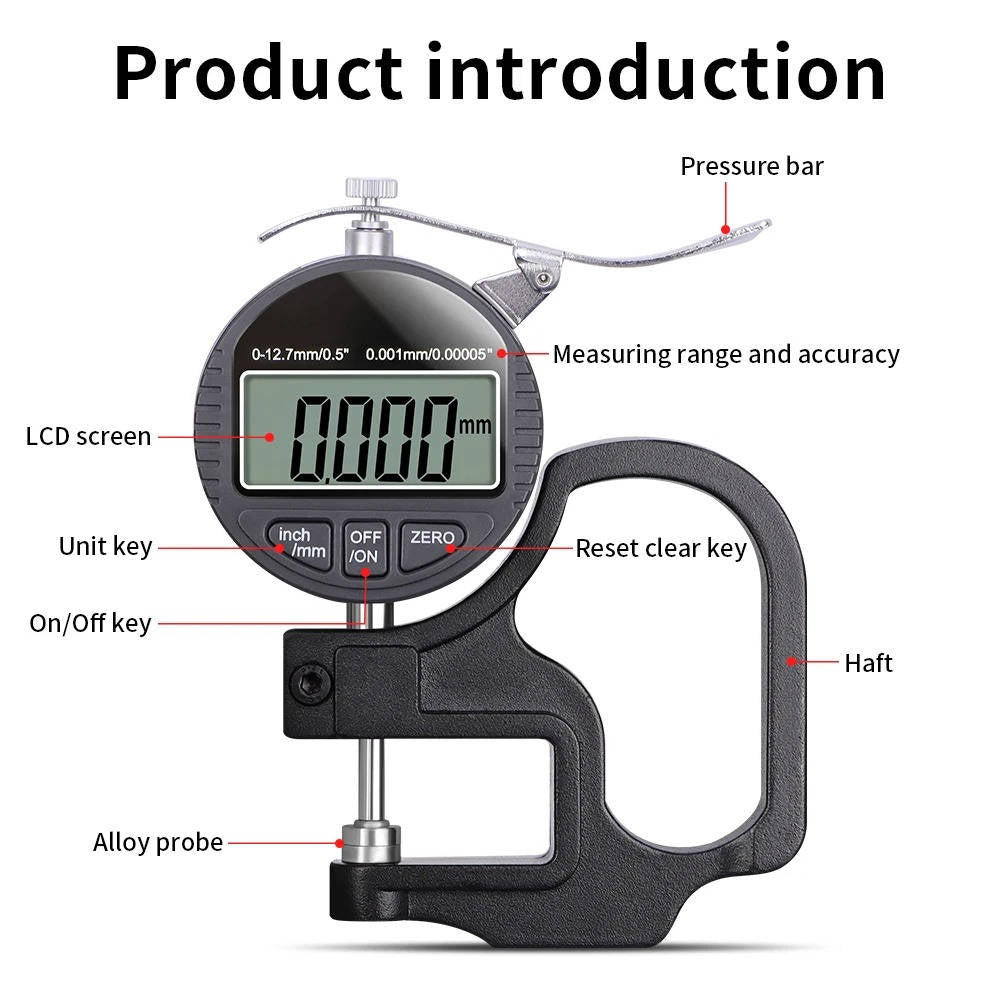 Thickness Gauge Measure Thickness Of Paper Cloth Metal 0.001mm