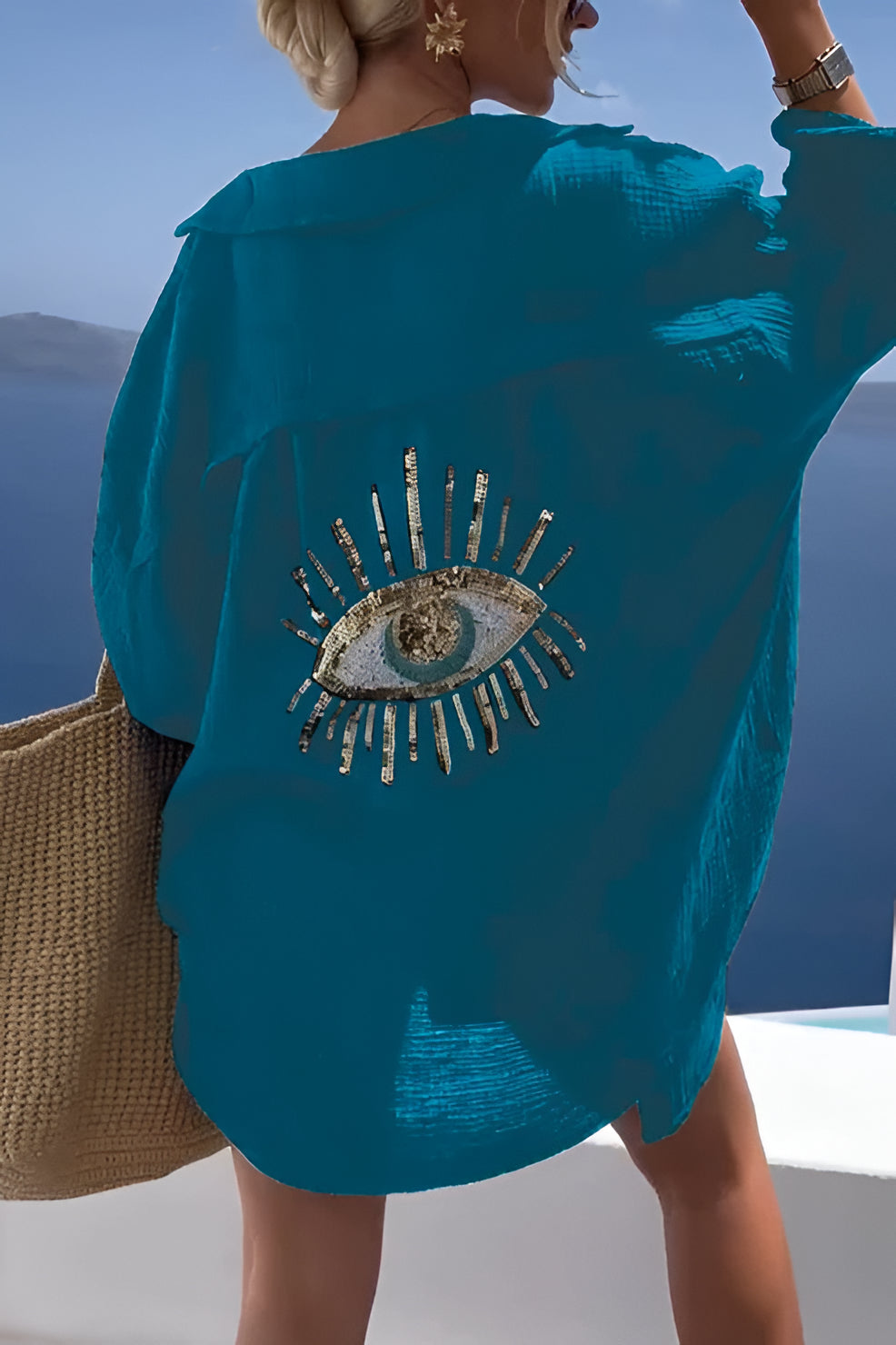 Evil Eye Shirt + Sequin Bead