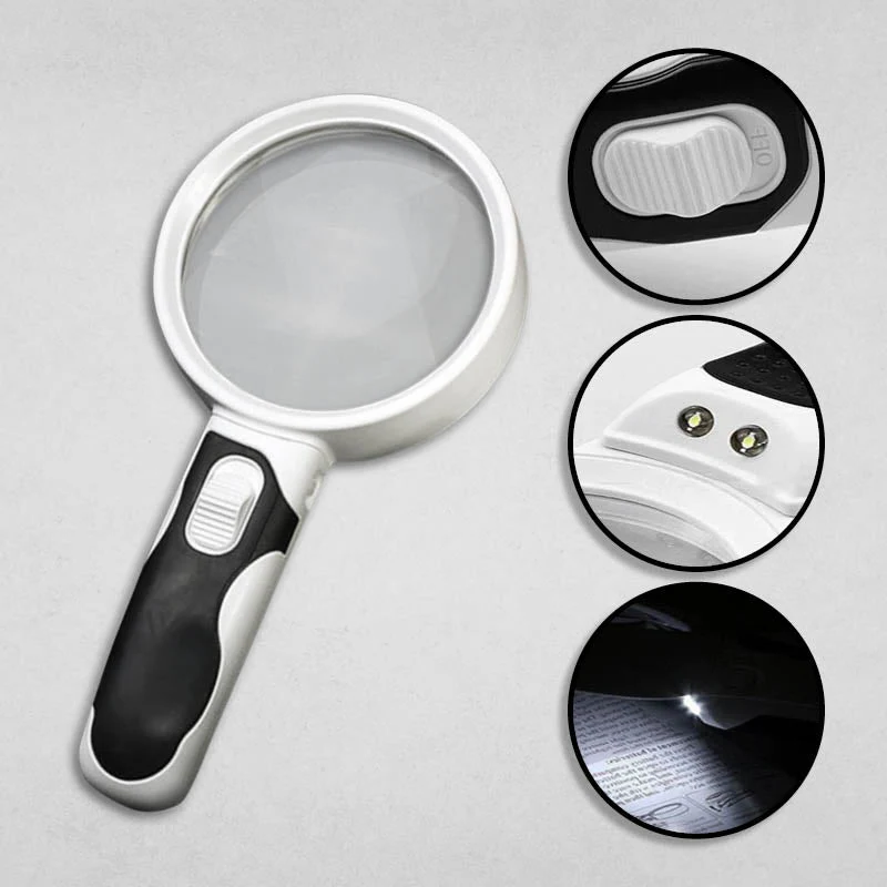 LED Lighted Magnifying Glass – Handheld Reading Magnifier for Books & Small Print