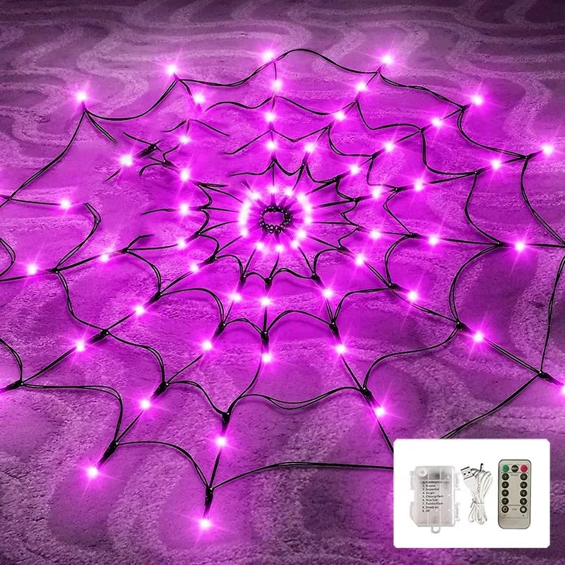 Halloween Spider Web Decoration with Lights