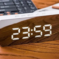 Digital Alarm Clock Smart Mirror Desktop Bedside Nightlight
