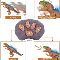 Remote Control T-Rex Dinosaur With LED Light Up, Walking & Roaring Realistic Dinosaur Toys