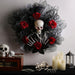 Halloween Garland Red Rose Skull Front Door Wreath