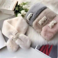Luxury Faux Fur Pearl Winter Scarf