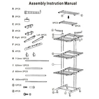 Foldable and Rolling Heavy Duty Clothes Drying Rack
