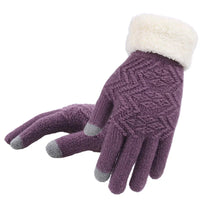 Plush Lined Touch Screen Knitted Gloves