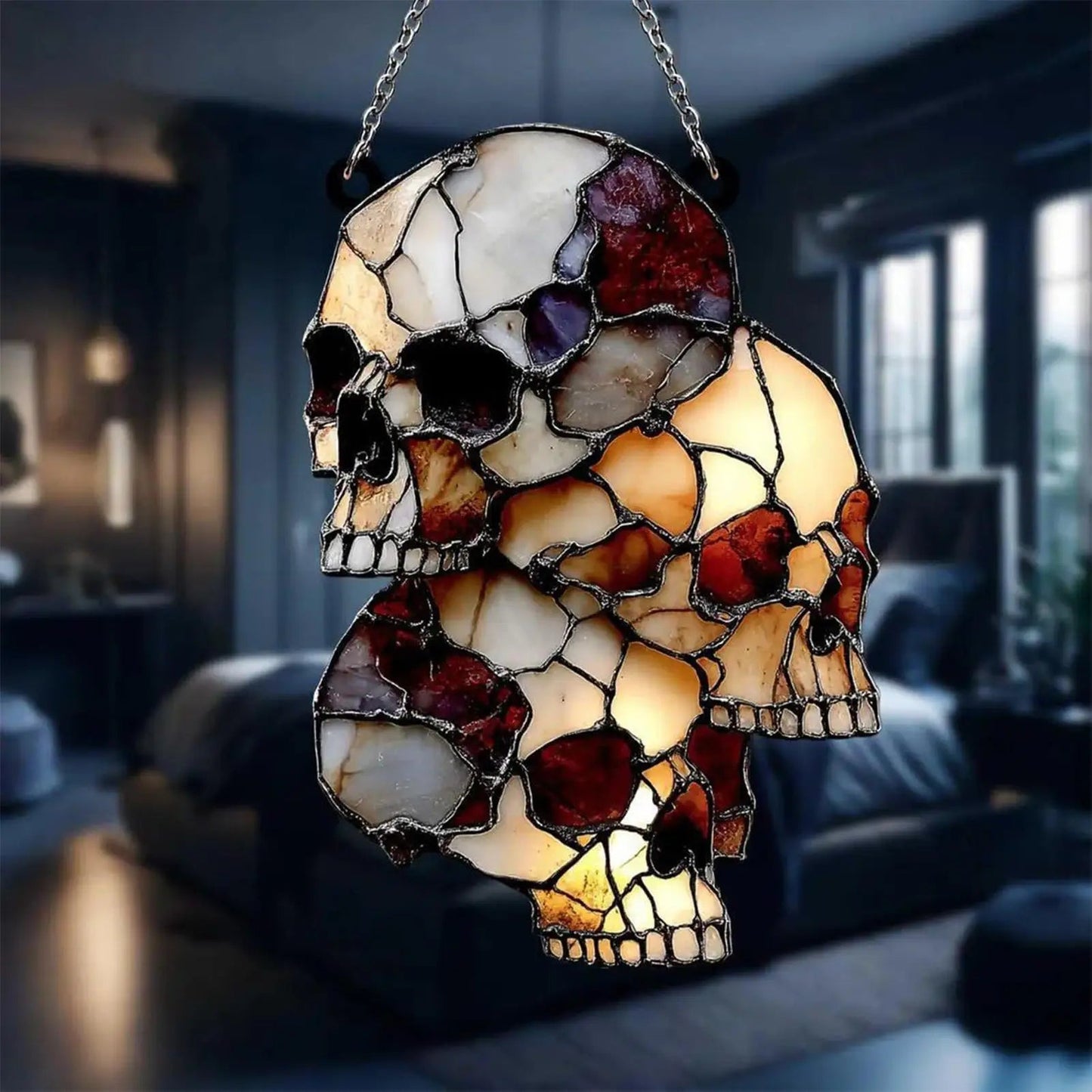 Hanging Skeleton Head Halloween Skull Decoration
