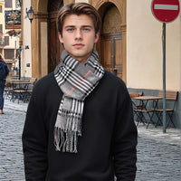 Luxury Plaid Cashmere Winter Scarf for Men