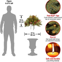 Pre-lit Artificial Christmas Tree Feel Real Urn Filler