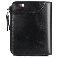 Men’s RFID Blocking Wallet with Zipper Multi Credit Card Holder Khaki + Brown + Black