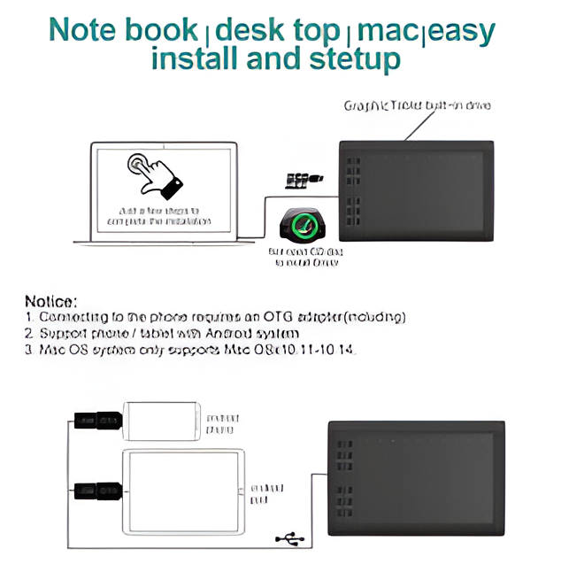 Graphic Tablet Drawing Pad Digital Pen