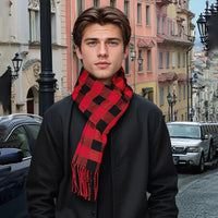 Luxury Plaid Cashmere Winter Scarf for Men