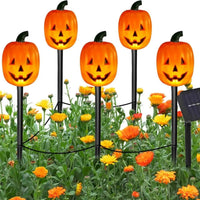 Lighted Halloween Pumpkin and Ghost Solar Decor Set