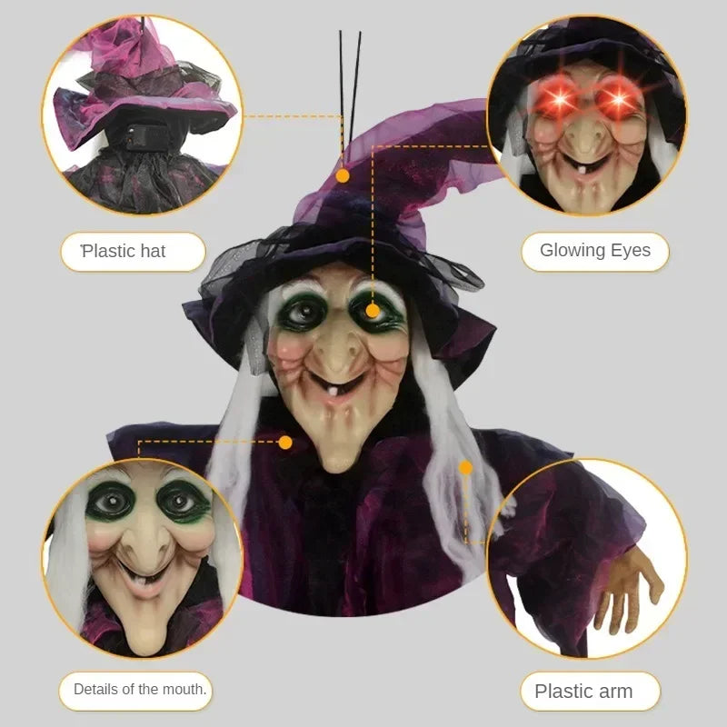 Animated Halloween Witch Decor with Sound and Glowing Eyes