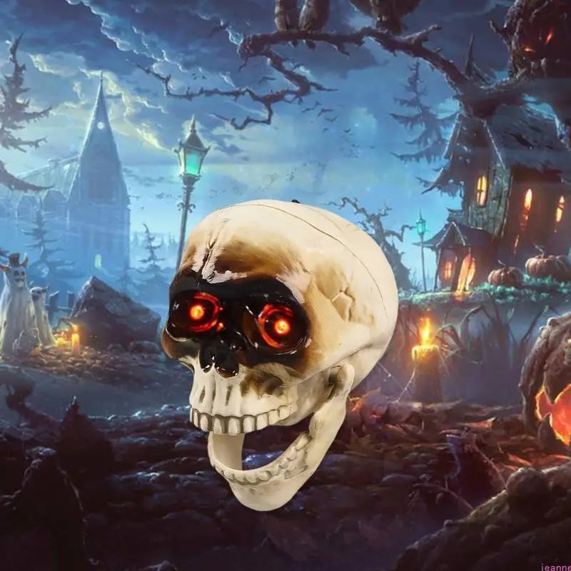 Animated Halloween Skeleton Head with Flashing Eyes
