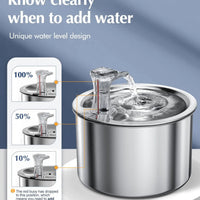 Stainless Steel Cat Water Fountain with Filter and Sensor