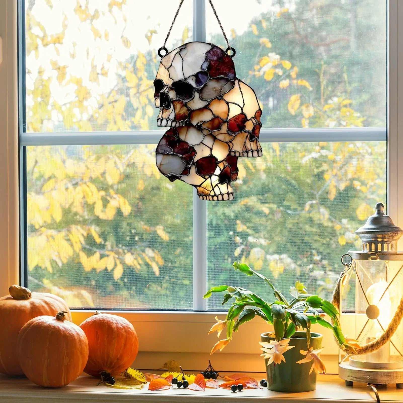 Hanging Skeleton Head Halloween Skull Decoration