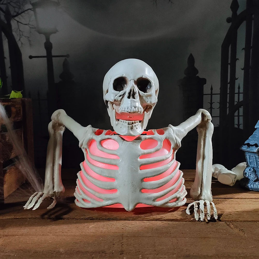 Glowing Skeleton Head Halloween Decoration