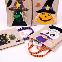 Halloween Treat Bag with Pumpkin Cat Witch and Skull Design