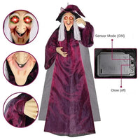 Animated Halloween Witch Decor with Sound and Glowing Eyes