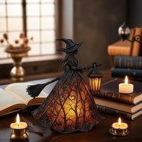 Halloween Witch Table Lamp Spooky Desk Decor Light