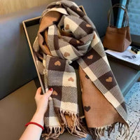 Cozy Checkered Winter Scarf Shawl