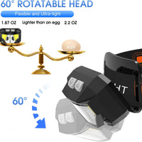 2-Pack Ultra-Bright Led Rechargeable Headlamp Flashlight Waterproof And Motion Sensor
