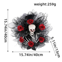Halloween Garland Red Rose Skull Front Door Wreath