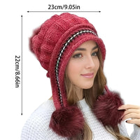 Fleece Lined Winter Hat with Faux Fur Hat Pom Pom