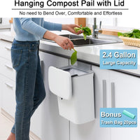 2.4 Gallon Kitchen Compost Bin For Counter Top Or Under Sink