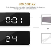 Digital Alarm Clock Smart Mirror Desktop Bedside Nightlight