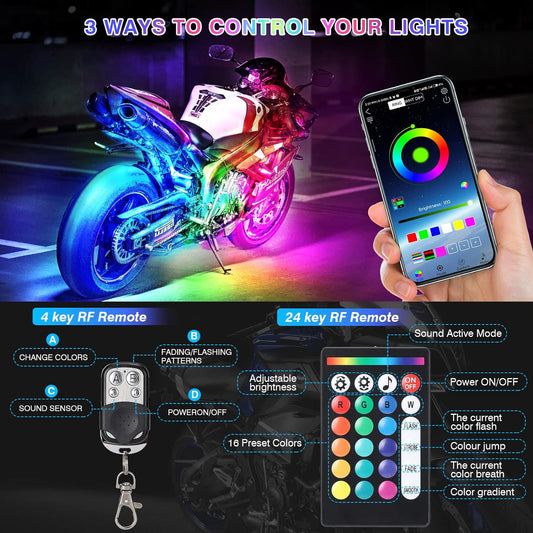12-Piece Motorcycle LED Light Kit
