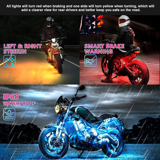 12-Piece Motorcycle LED Light Kit