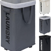 75L Collapsible Large Laundry Basket with Wheels