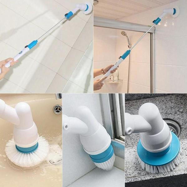 Cordless Electric Spin Scrubber with Extendable Handle Bathroom Cleaning Brush