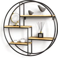 Industrial round wall shelf