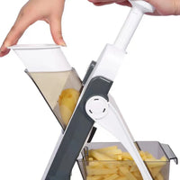 Kitchen Slicer With Adjustable Thickness And Collection Container