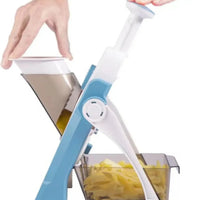 Kitchen Slicer With Adjustable Thickness And Collection Container