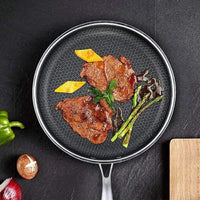 Stainless steel frying pan with non-stick coating for effortless cooking