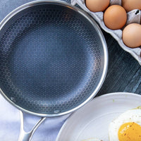 Stainless steel frying pan with non-stick coating for effortless cooking
