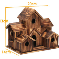 Handcrafted Wooden Birdhouse With 6 Holes