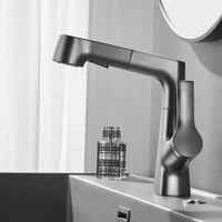Bathroom Faucet With Rotating Retractable Hand Shower