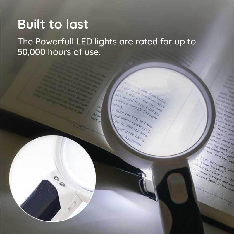 LED Lighted Magnifying Glass – Handheld Reading Magnifier for Books & Small Print