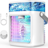 Portable Evaporative Air Cooler Fan with Mist, Rechargeable, 3 Speeds
