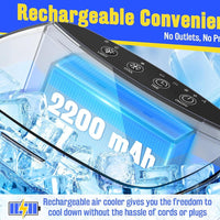 Portable Evaporative Air Cooler Fan with Mist, Rechargeable, 3 Speeds
